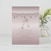Icy Pink Rose Gold Toast Glasses Engagement Party Kaart (Staand voorkant)