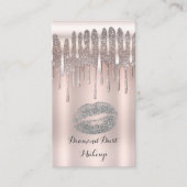 Icy Pink Silver Lips Kiss Diamond Drip Visitekaartje (Voorkant)