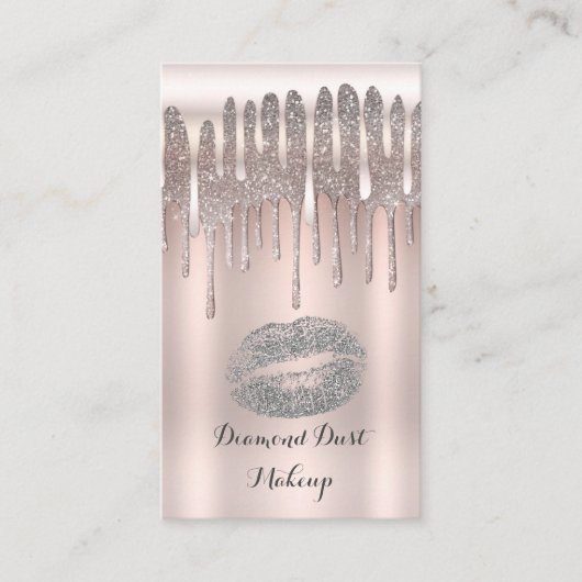 Icy Pink Silver Lips Kiss Diamond Drip Visitekaartje (Voorkant)