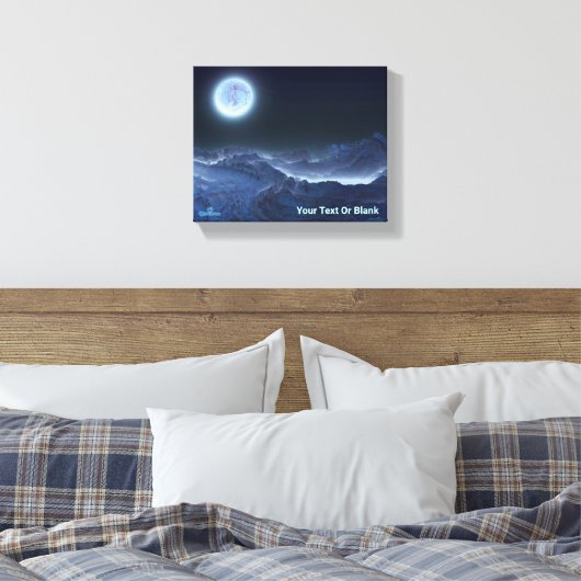 Icy Planet, Frozen Moon Canvas Afdruk (Insitu (Slaapkamer))
