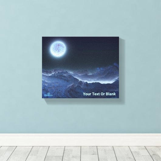 Icy Planet, Frozen Moon Canvas Afdruk (Insitu (Houten vloer))