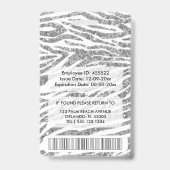 Icy Platinum Zilver Zebra Glitter Spa Foto ID Badge (Achterkant)