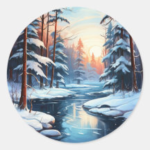 Icy Pond en Pines Kerst sticker