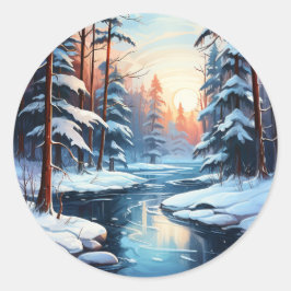 Icy Pond en Pines Kerst sticker