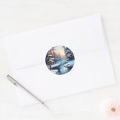 Icy Pond en Pines Kerst sticker (Envelop)