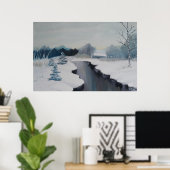 Icy River - een prachtig sneeuwlandschap, winter Poster (Thuiskantoor)