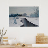 Icy River - een prachtig sneeuwlandschap, winter Poster (Keuken)
