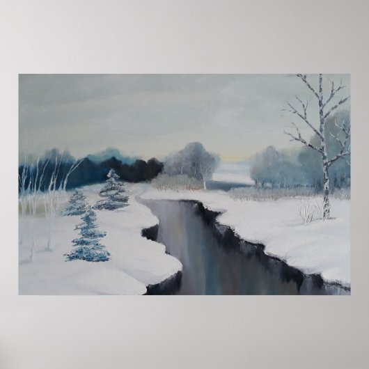 Icy River - een prachtig sneeuwlandschap, winter Poster (Voorkant)