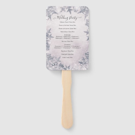 Icy Sneeuwvlokken Witte Winter Wonderland Bruiloft Handwaaier (Achterkant)