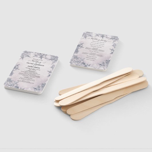 Icy Sneeuwvlokken Witte Winter Wonderland Bruiloft Handwaaier (Niet-gemonteerd)