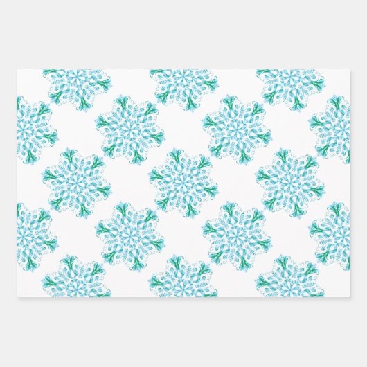 Icy Snowflake Wrapping Paper Sheets (Voorkant 3)