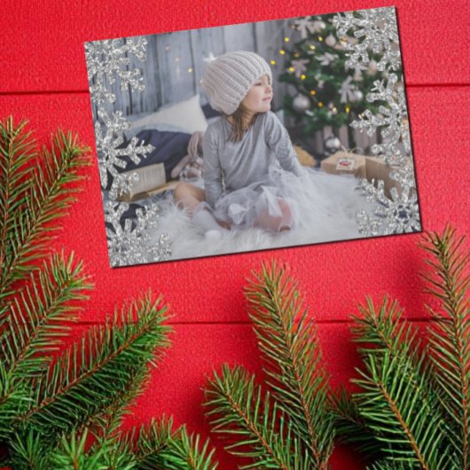 Icy Snowflakes Aangepaste foto Feestdagenkaart