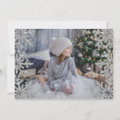Icy Snowflakes Aangepaste foto Feestdagenkaart (Voorkant)