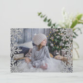 Icy Snowflakes Aangepaste foto Feestdagenkaart (Staand voorkant)