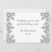 Icy Snowflakes Aangepaste foto Feestdagenkaart (Achterkant)