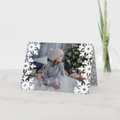 Icy Snowflakes Aangepaste kerstfoto Folie Feestdagenkaart (Voorkant)