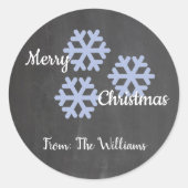 Icy Snowflakes Chalkboard Ronde Sticker (Voorkant)