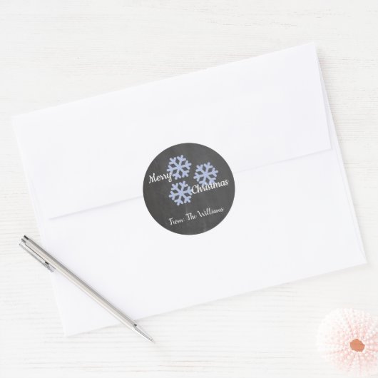 Icy Snowflakes Chalkboard Ronde Sticker (Envelop)