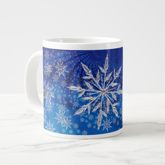 Icy Snowflakes op blauw Grote Koffiekop (Links)