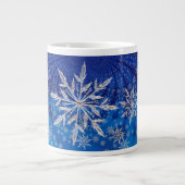 Icy Snowflakes op blauw Grote Koffiekop (Voorkant)