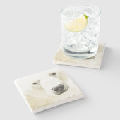 Icy Stare of a Polar Beer Stenen Onderzetter (Zijkant)