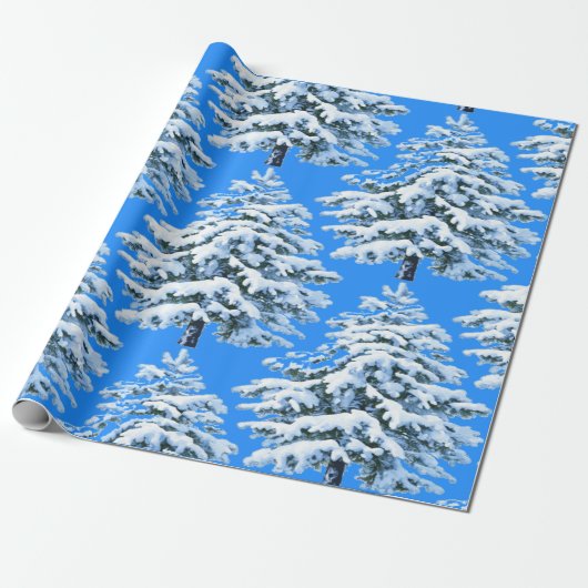 Icy Tree Dreams Snowy Forest Cadeaupapier (Uitgerold)
