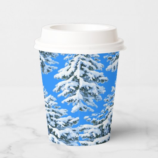 Icy Tree Dreams Snowy Forest Papieren Bekers (Rechts)