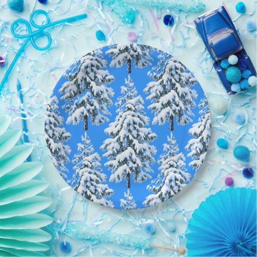 Icy Tree Dreams Snowy Forest Papieren Bordje (Feest)