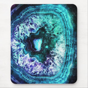 Icy Turquoise en Paarse Geode Crystal Muismat