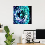 Icy Turquoise en Paarse Geode Crystal Poster (Thuiskantoor)