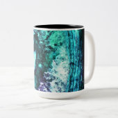 Icy Turquoise en Paarse Geode Crystal Tweekleurige Koffiemok (Voorkant rechts)