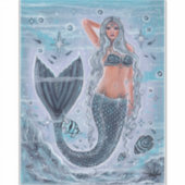 Icy water mermaid art door Renee Lavoie Sticker (Voorkant)