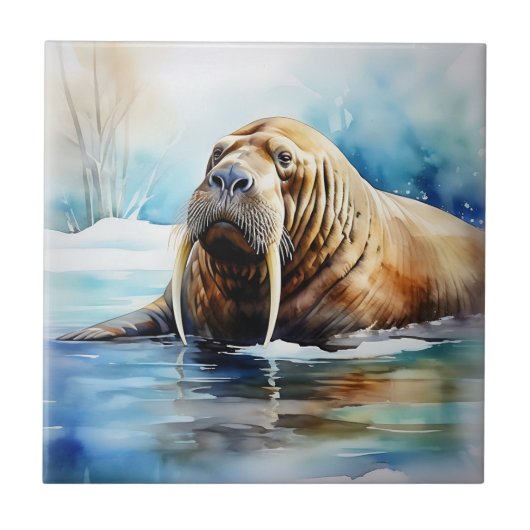 Icy Water Walrus Serene Tegeltje (Voorkant)