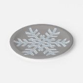 Icy White Frozen Sneeuwvlok Elegante Grijze Kerstm Papieren Bordje (Gekanteld)
