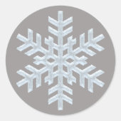 Icy White Frozen Snowflake Elegant kergrijs Ronde Sticker (Voorkant)