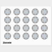 Icy White Frozen Snowflake Elegant kergrijs Ronde Sticker (Vel)