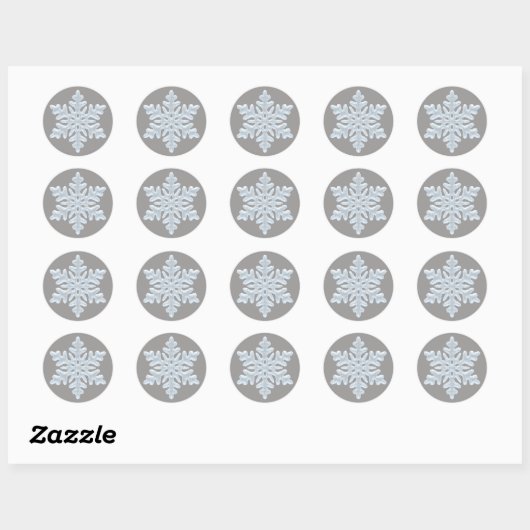 Icy White Frozen Snowflake Elegant kergrijs Ronde Sticker (Vel)