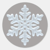 Icy White Frozen Snowflake Elegant kergrijs Ronde Sticker (Voorkant)