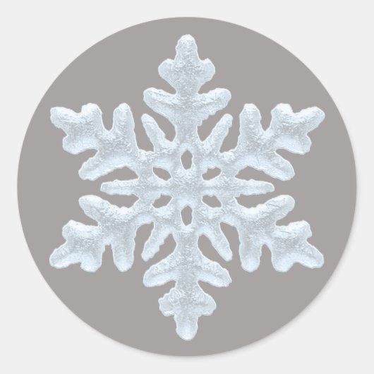 Icy White Frozen Snowflake Elegant kergrijs Ronde Sticker (Voorkant)