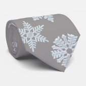 Icy White Frozen Snowflake Elegant kergrijs Stropdas (Opgerold)