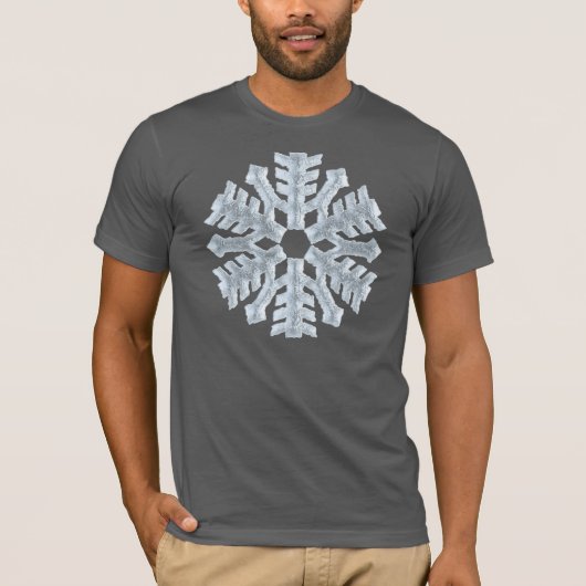 Icy White Frozen Snowflake Elegant kergrijs T-shirt (Voorkant)