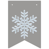 Icy White Frozen Snowflake Elegant kergrijs Vlaggetjes (Eerste vlag)