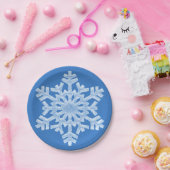 Icy White Frozen Snowflake Frosty Blue Kerstmis Papieren Bordje (Feest)