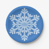 Icy White Frozen Snowflake Frosty Blue Kerstmis Papieren Bordje (Voorkant)