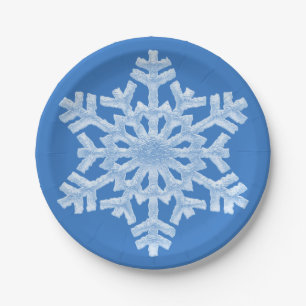 Icy White Frozen Snowflake Frosty Blue Kerstmis Papieren Bordje