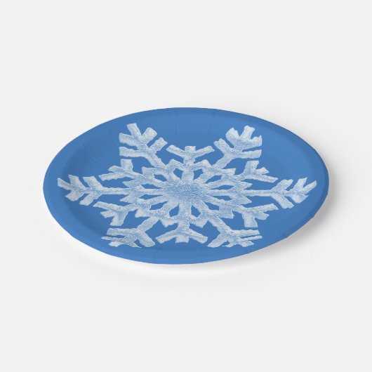 Icy White Frozen Snowflake Frosty Blue Kerstmis Papieren Bordje (Gekanteld)