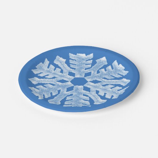 Icy White Frozen Snowflake Frosty Blue Kerstmis Papieren Bordje (Gekanteld)