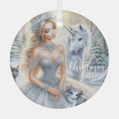 Icy Winter Bride Kerstversiering Glas Ornament (Voorkant)