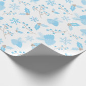 Icy Winter Mistletoe Pinecone en Sneeuwvlokken Wit Cadeaupapier (Hoek)