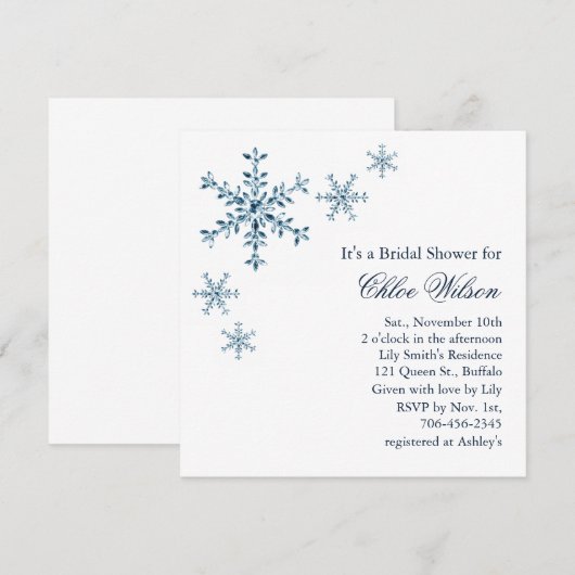 Icy Winter Snowflake Bridal Shower Kaart (Voorkant / Achterkant)
